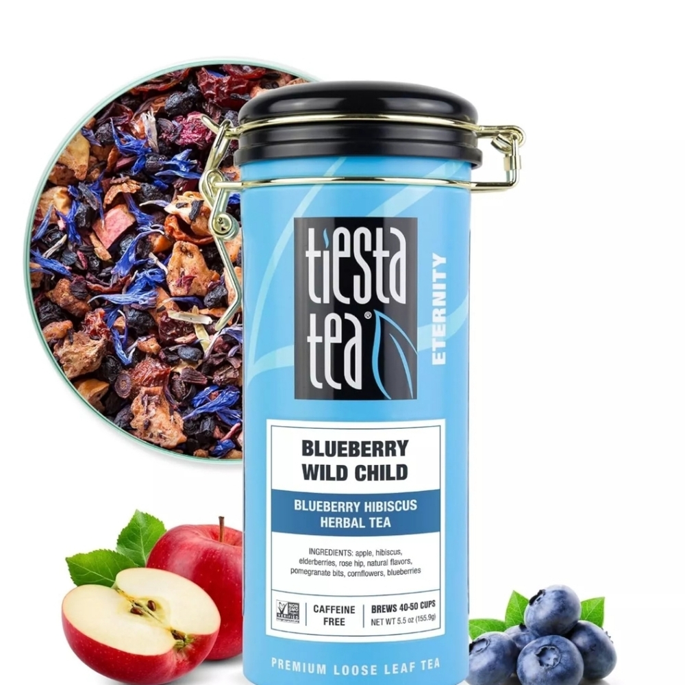 Tiesta Loose Leaf Tea Leaves - Blueberry Wild Child ( 50 Cups ) In TIN